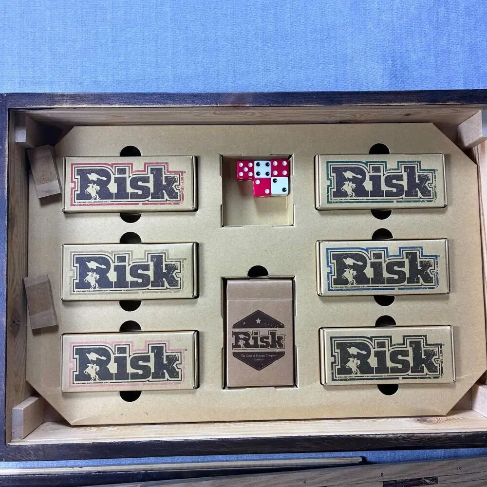 Risk Rustic Series Edition Hasbro 2017 Wooden Box Classic Family Open Unused